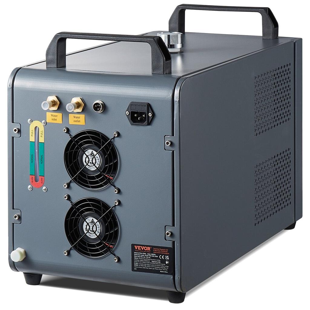 Industrial Water Chiller Laser Chiller Cooling System with Built-in Compressor 12L Water Tank Capacity, 7.2L/min Max.Flow Rate, 200W Cooling Capacity