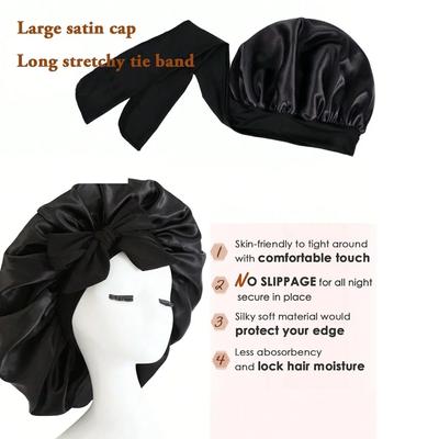 Satin Silk Hair Bonnet | Adjustable Tie Band | Sleep Bonnet for Women Men | Unisex Protective Headwear