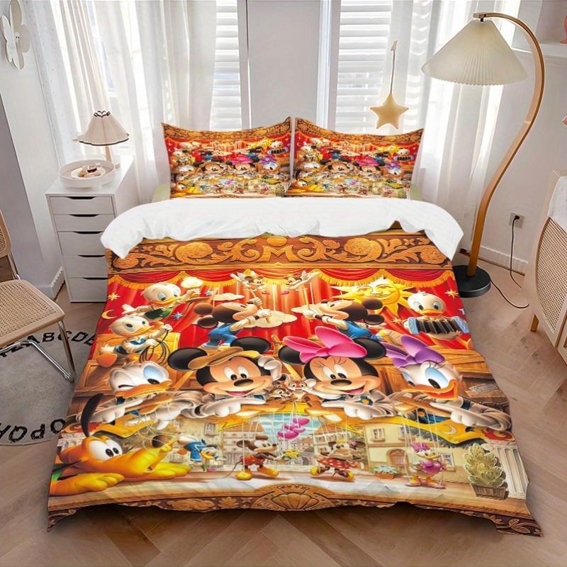 3pcs Acrobatics Mickey and Friends Printed Bedding Set, Soft and Comfortable Quilt Cover for Bedroom, Guest Room (1 Duvet Cover + 2 Pillowcases,