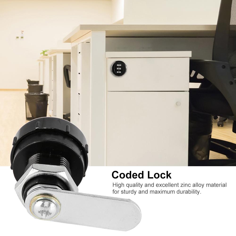 2pcs 3-Digit Zinc Alloy Mechanical Password Lock for Cabinet Wardrobe Mail Box Black20mm/0.79in