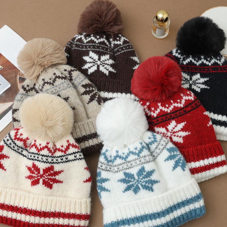 Autumn and Winter Hat Women's Big Head Circumference Knitted Wool Hat Rabbit Hair Plush Thermal Hat