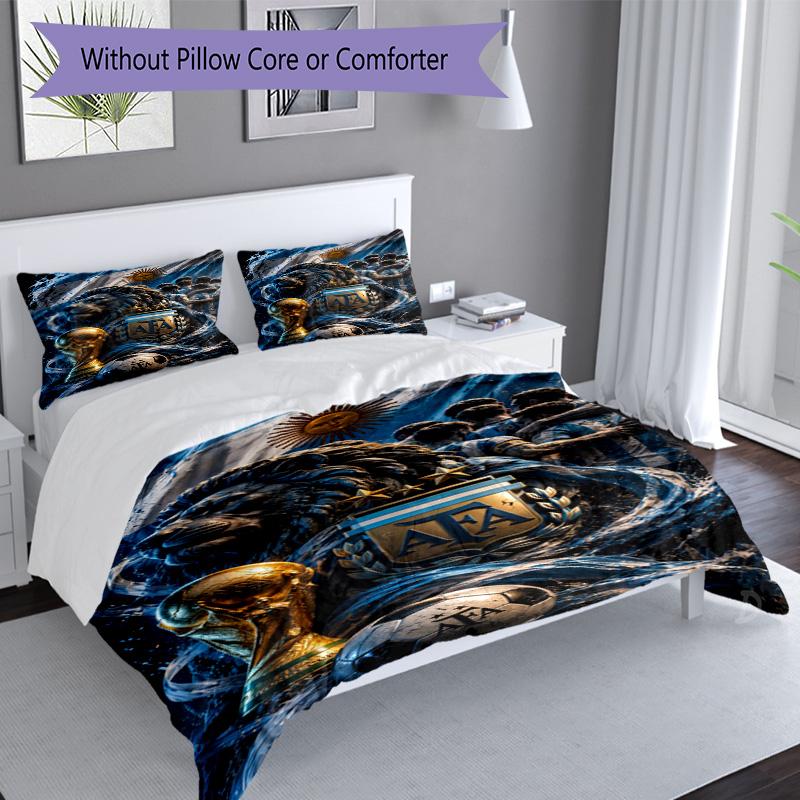 Lionel Messi Football Legend Bedding Set,Breathable Bed Linen for Guest Room Decoration,Festival Gift for Fans,All Season Duvet Cover with Pillowcases