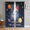 Space Universe Planet Rocket Sheer Curtains for Living Room Decoration Window Curtains for Kitchen Tulle Voile Organza Curtains