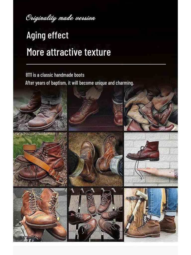 Ami Khaki Martin Crazy Horse Leather Retro Paratrooper Boots for Men & Women