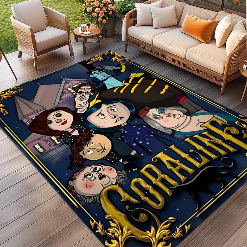 Coraline Print Rug, Washable Floor Carpet, For Entryway Dorm Laundry Room Office Study, Home Decor Birthday Christmas Gift