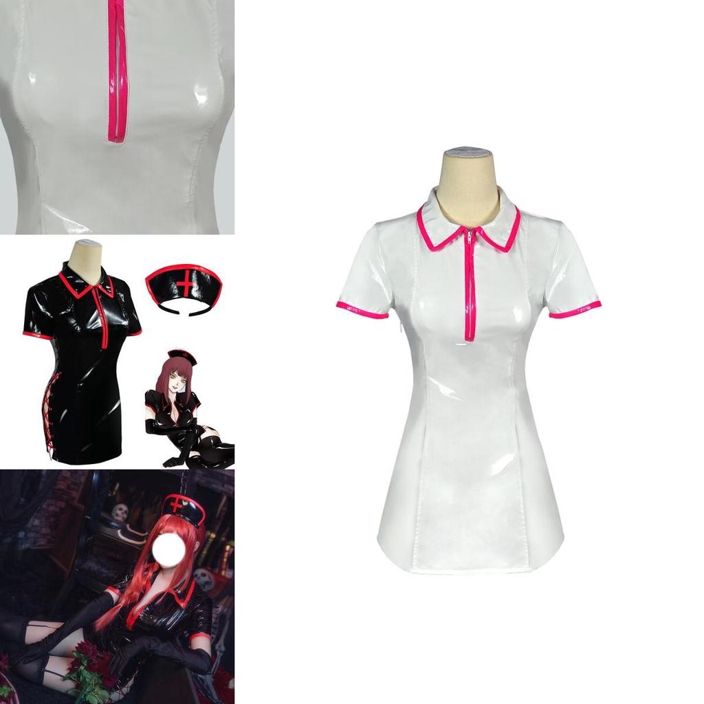 Chainsaw Man Makima Nurse Uniform Cosplay Costume Set With Headband And Stockings