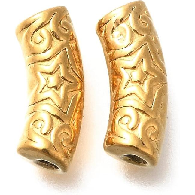 LiQunSweet 20 Pcs 18K Gold Plated Heart 304 Stainless Steel Beads Lovely Heart Spacer Loose Beads for Valentine's Day Gifts DIY Jewelry Craft