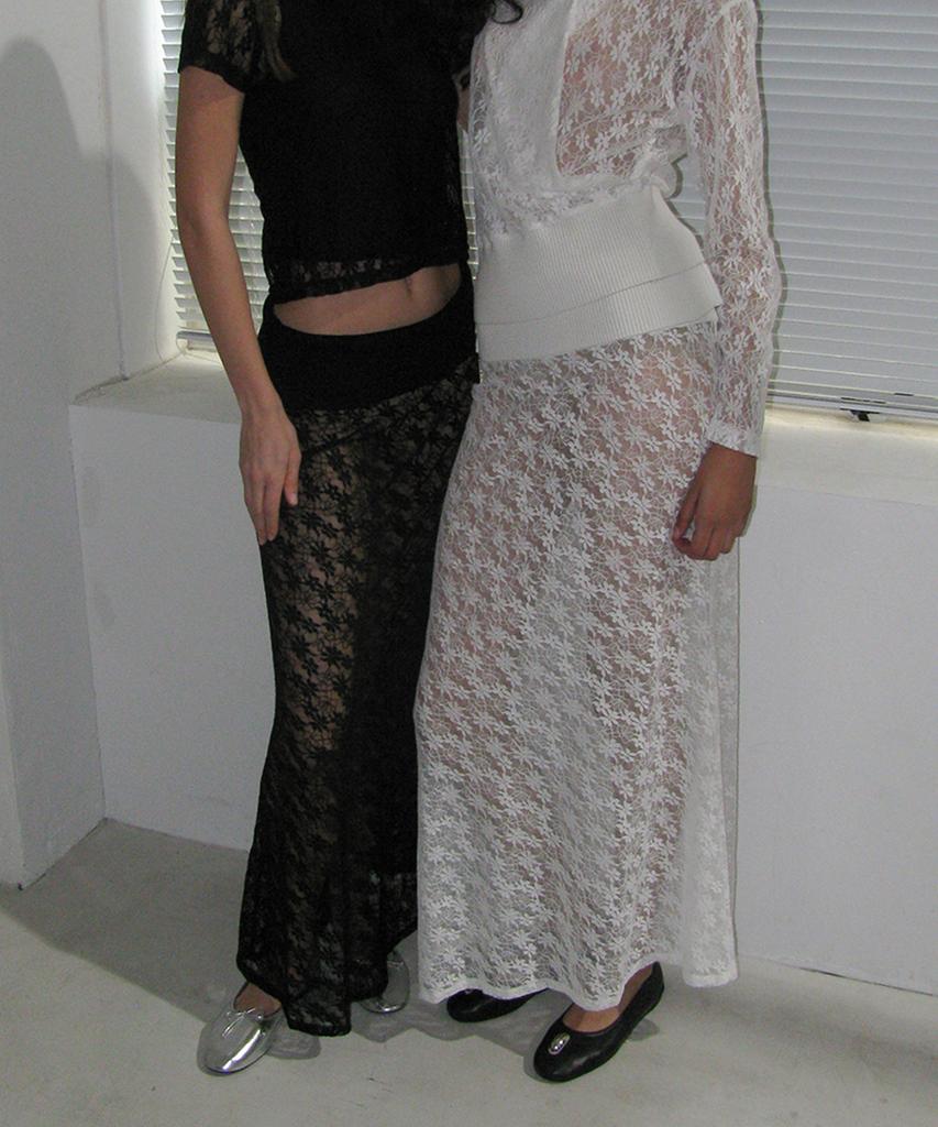 Partimento Woman Lace Flare Maxi Skirt_Black