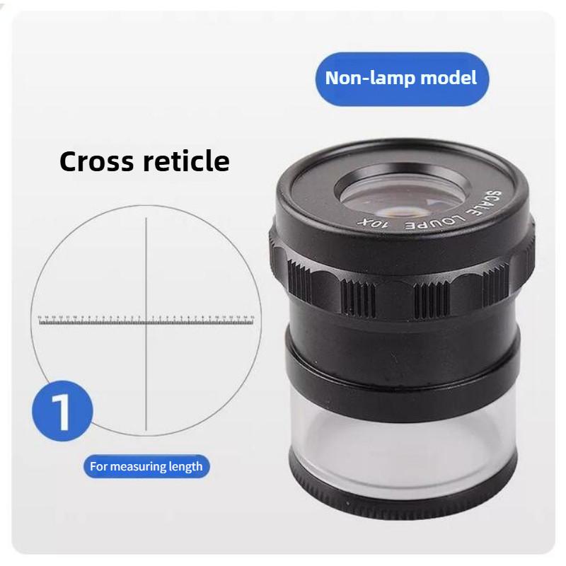 10-fache HD-Zylinderlupe mit Licht, verschiedene Messskalen, tragbar, USB-Ladefunktion, optische Lupe
