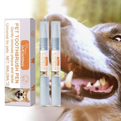 2 Pcs Pet Zahnbürste Stift Zähne Reinigung Bleaching Kit Atem Erfrischer Zahnstein Entfernung Dental Care