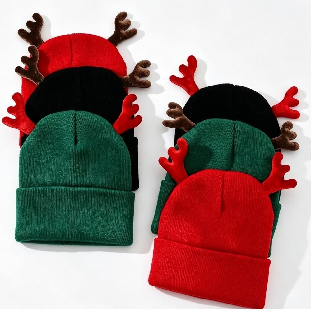 Cute Knit Beanie Cap Warm Deer Horn Beanie Party Reindeer Antler Hat Adult