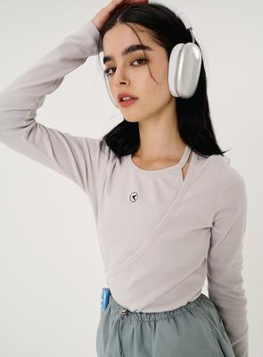 INTEREST Halter Layered Top_Gray