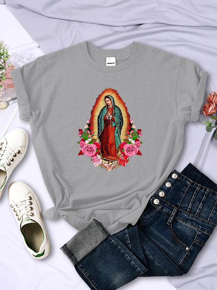 Our Lady of Guadalupe Womens Tee Clothing Street Creativity Tops Hip Hop Fashion Short Sleeve Breathable Casual WoUnisex T-Shirts