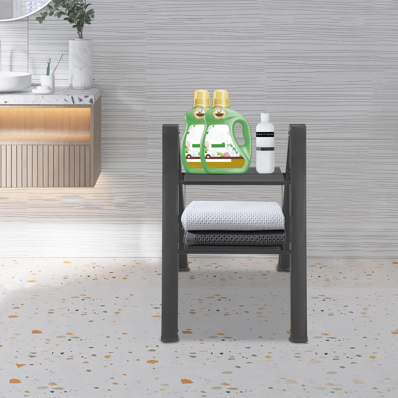 

Двухступенчатая складная лестница, стремянка из алюминиевого сплава, грузоподъемность 300 кг, черная А-образная лестница с нескользящими ступенями для дома, кухни чёрный