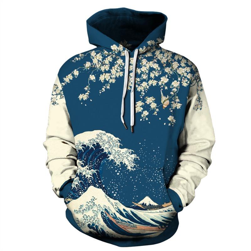 

Lattice Vortex японский Great Wave Off Kanagawa Plum Blossom 3D принт мужские толстовки женские толстовки с капюшоном пуловер одежда S-3XL 2XL
