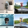 Durable Acrylic Car Ornament Gifts Cute Cat/Dog Dashboard Ornaments, 2D Flat Decorations Spring Swaying Ornaments with Self Adhesive Swing Base