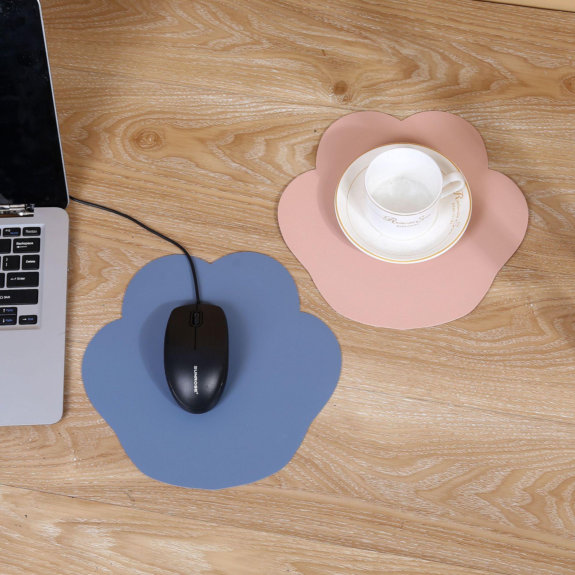 

Премиальный двухсторонний водонепроницаемый кожаный коврик для мыши - Нескользящий, устойчивый к пятнам коврик для стола и письма Cat Paw жёлтый