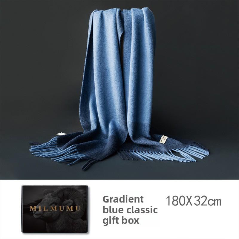 MILMUMU100% Wollschal, Herren Winter einfarbig grau schlicht Service verdickt warm Geschenkbox