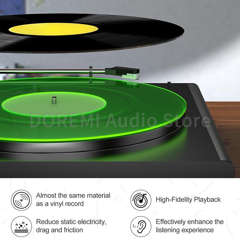 30cm Acrylic Turntable Slip Mat Reduce Static Dust Noise Replacement Record Platter Slipmat for 12 Inch LP Vinyl Record Player