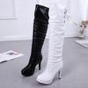 Fashion 9.5 CM Women's Fashion Sexy Thin Heel Knee High Long Boots Classics Autumn Winter PU Panel Rear Tie Boots Platform Shoes