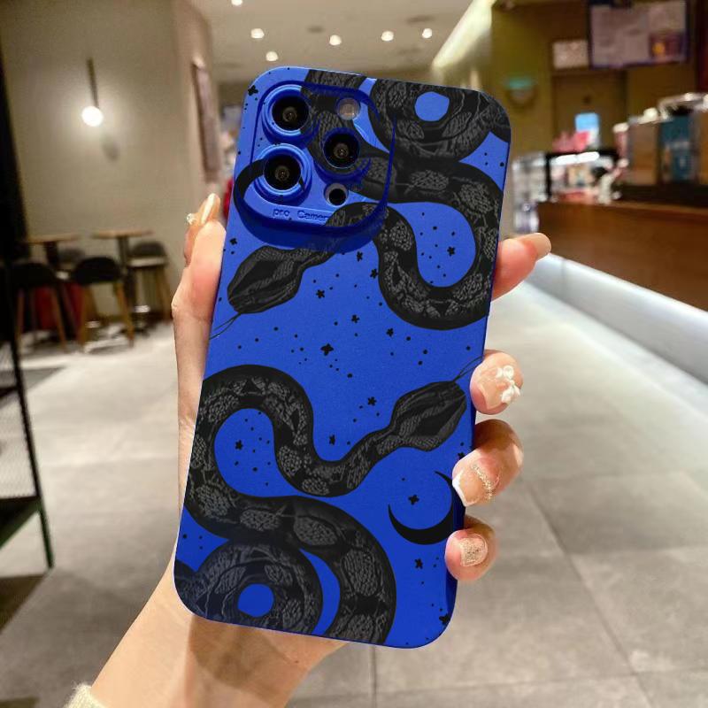 Cute Doodle Funny Snake Phone Case for iPhone 17 16E 11 12 13 14 15 16 17 Air Pro Max XS XR X 8 7 Plus SE2 Plus Matte Soft Cover