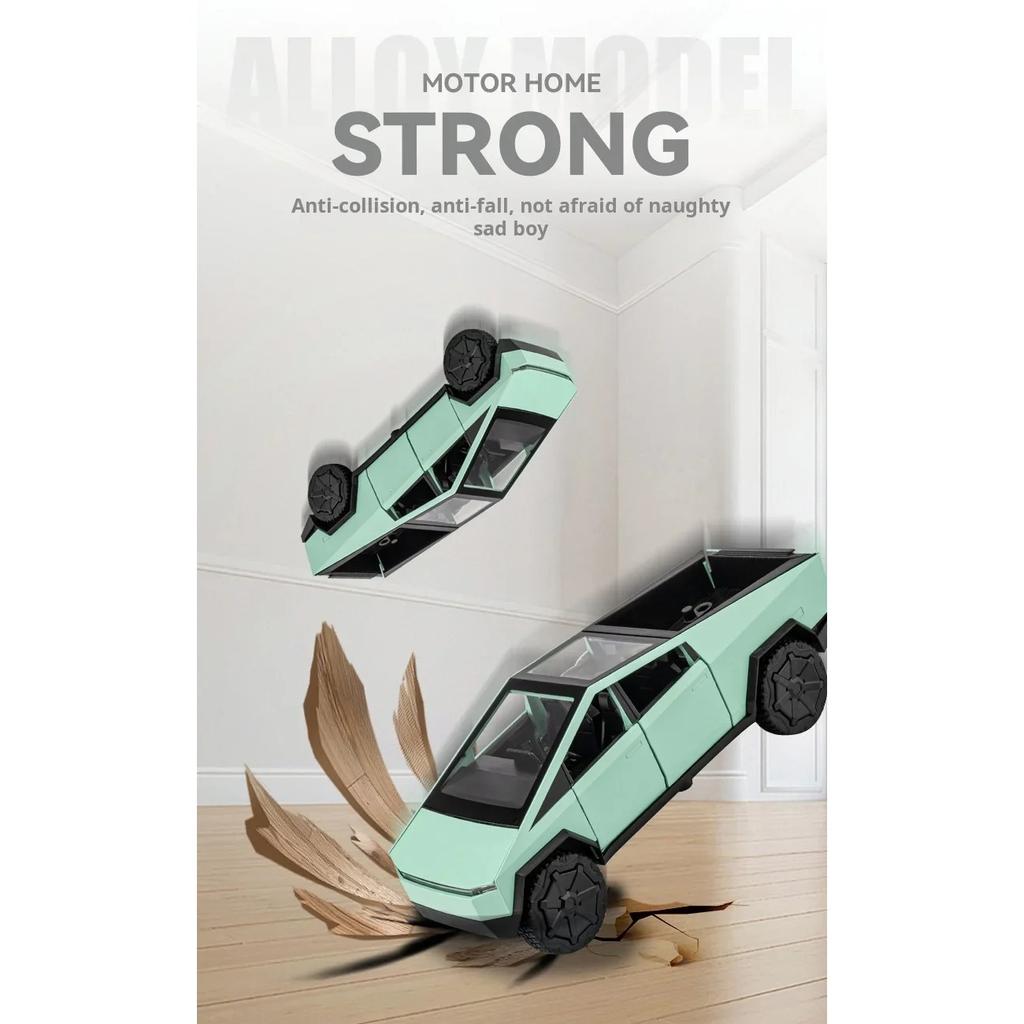 1/32 Tesla Trailer Rv Alloy Car Model Table Set Children's Toys Die Cast Collection Car Model Toys