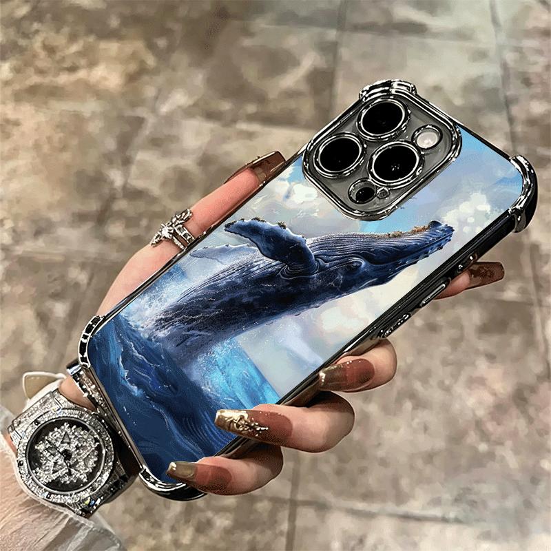 Humpback Whale Sea Giant Soft Phone Case For iPhone 15 16 17 Air 14 Pro Max 16E Plus 13 12 Mini Plating Anti-Fall Fundas