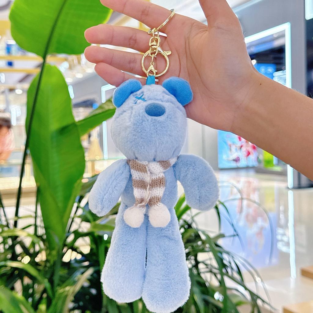 Klíčenka s plyšovou hračkou medvídek přívěsek na školní tašku plyšová panenka pár dekorace na batoh dárek