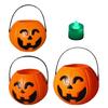 Halloween Decorative Pumpkin Light Plastic Holder Portable Storage Bucket with Handle For Indoor Outdoor Use