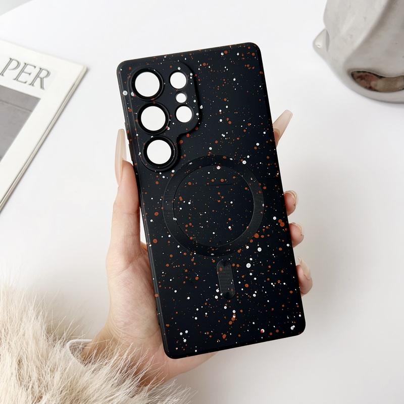 Dot Print TPU Slim Matte Magnetic Case For Samsung Galaxy S25 S24 Ultra S23 S22 S21 FE for Magsafe Soft Shockproof Lens Film Protection Phone Cover