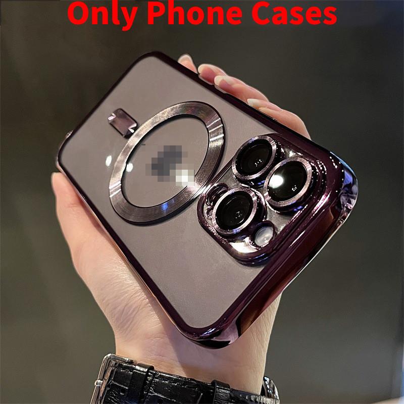 15 For Iphone Promax Magnetic Plating Clear Wireless Charging Shockproof Cover