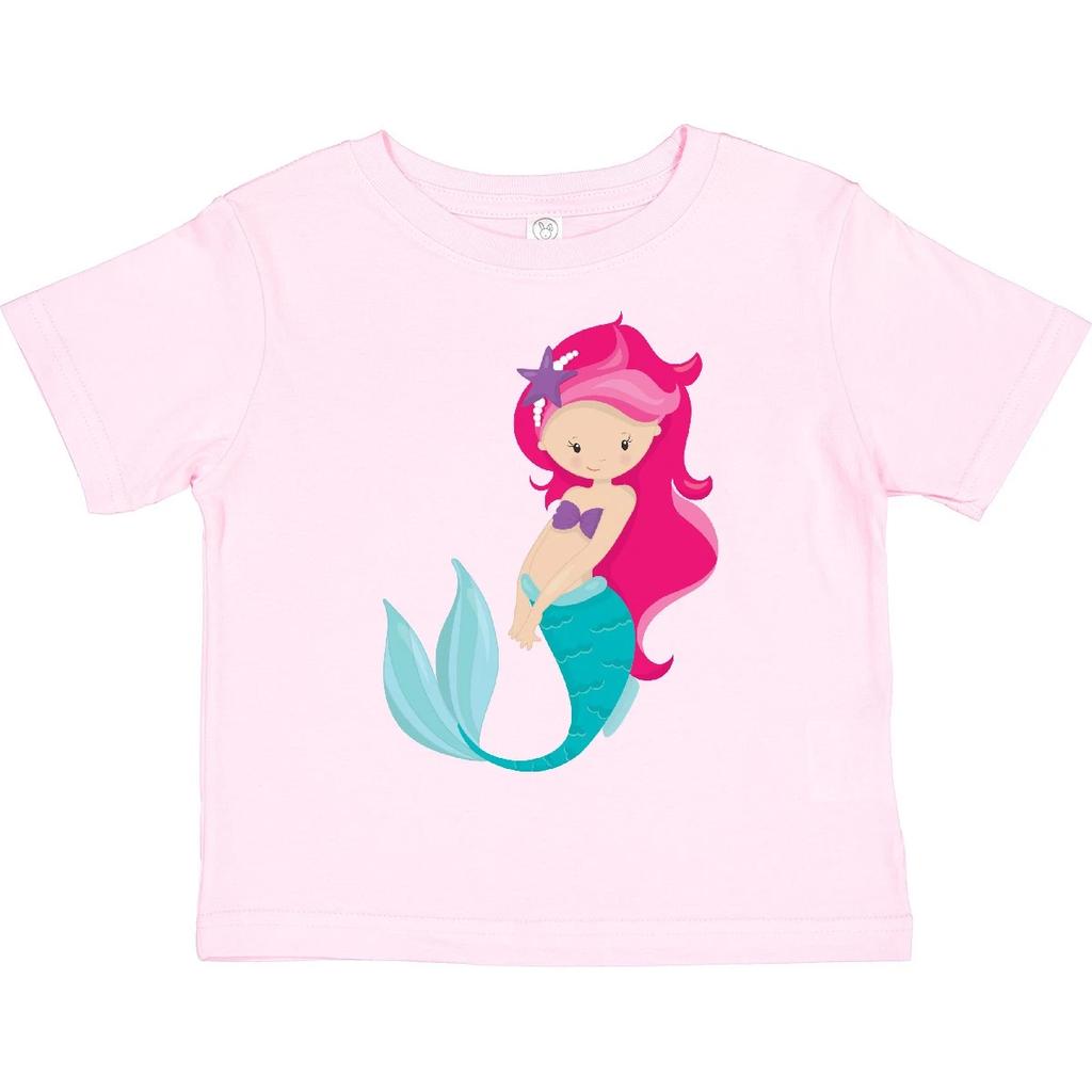 Inktastic Mermaid Toddler T-Shirt Starfish Pink Hair Princess Little Child Kid