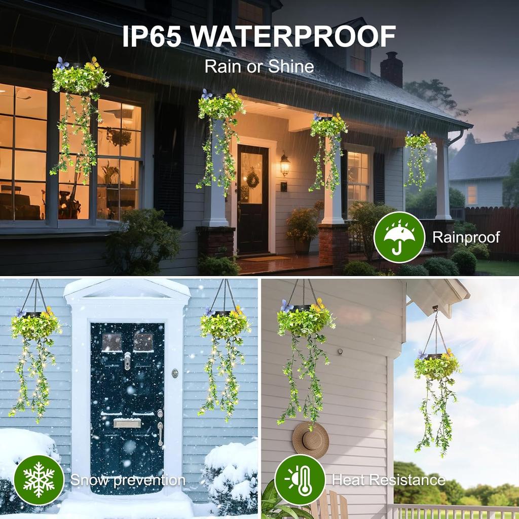 Solar Ivy Vine Lights Waterproof Artificial Hanging Plants for Fence Wall Balcony Landscape Decoration Outdoor LED String Lights