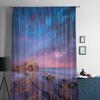 Wunderschöner Sonnenuntergang über Felsen, Tüllvorhänge für Wohnzimmer, transparenter Vorhang, Schlafzimmerschleier, dekorative Fensterdekorationen aus Organza