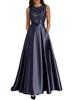Evening Dress European and American Style New Banquet Host Long Dance Simple Temperament Sleeveless Dress 1011 New