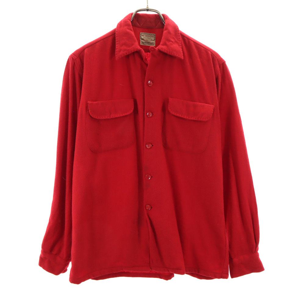 

McGregor 50-е 60-е Шерстяная Винтажная Рубашка с длинным рукавом Открытый воротник S Красная Мужская Б/У