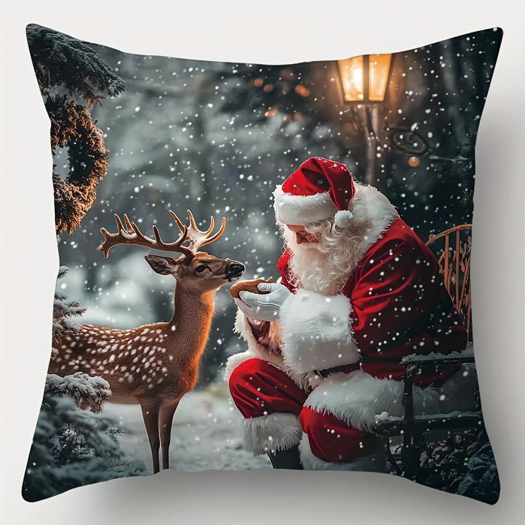 1pc Christmas Cushion Cover Snowman Santa Claus Durable Cover 2025 New for Home Ornament Xmas New Year Christmas Decoration