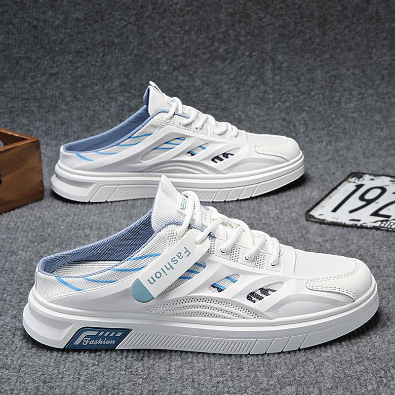Sapatos Meio de Rede Respirável de Verão 2025 Para Homens Mules Sandálias Sapatilhas Sem Costas Mocassins Chinelos Homem Slides Sapatos Casuais Semicolados