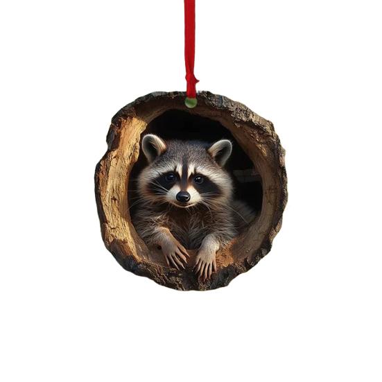 Forest Animal Christmas Ornament 2D Acrylic Owl Raccoon Koala Squirrel Xmas Tree Hanging Decoration for Tree Home Party Decor