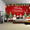 1 Piece of Merry Christmas Snowman Polyester Tapestry: Snowman, Gifts and Star Patterns, Indoor Christmas Living Room Decoration