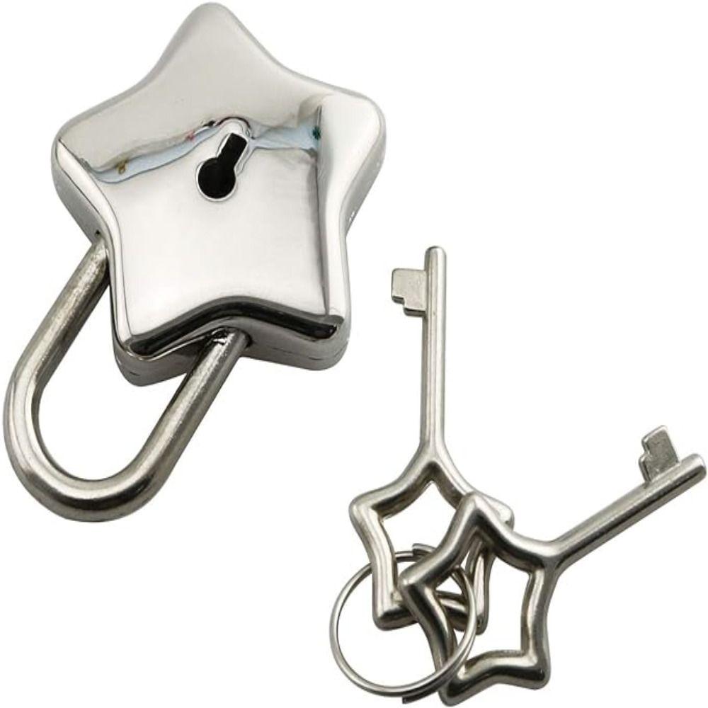 Star Key Vintage Style LOCK Silvery Notebook Padlock Mini Star Shape Padlock Luggage