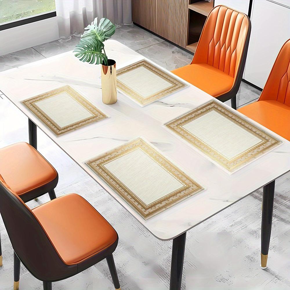 4pcs/6pcs Modern Style Linen Placemats Series Printed Linen Placemats Make Your Restaurant Kitchen More Beautiful, Very Suitable for Coffee Table