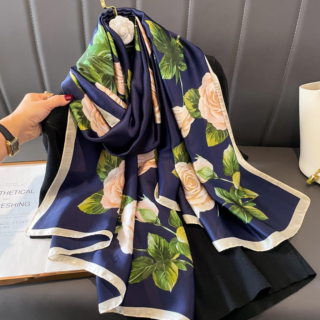 The new printing silk scarf spring and summer outside take sunscreen scarf beach towel thin section warm neck temperament versatile ladies