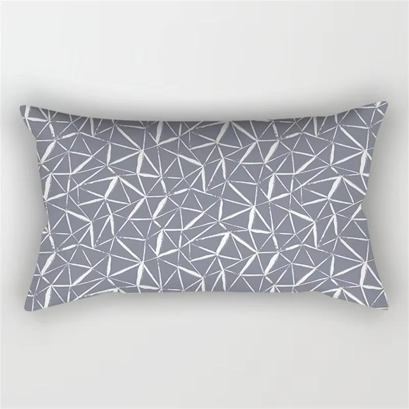 Patchwork Grey Geometric Pattern Print Decoration Bedroom Living Room Office Waist Support Home Rectangular Pillowcase