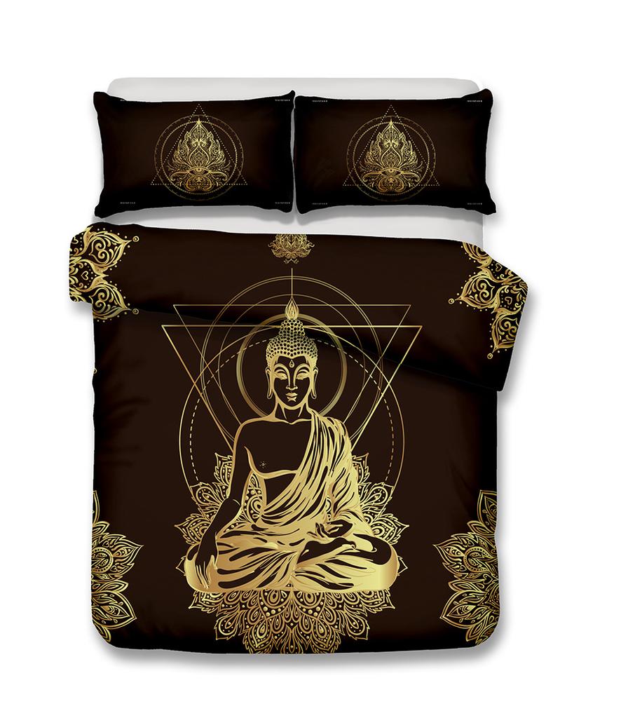 Buddha Duvet Cover Set Religion Mandala Style 3D Print Comforter Cover King Queen Size For Kids Teen Adult Polyester Bedding Set