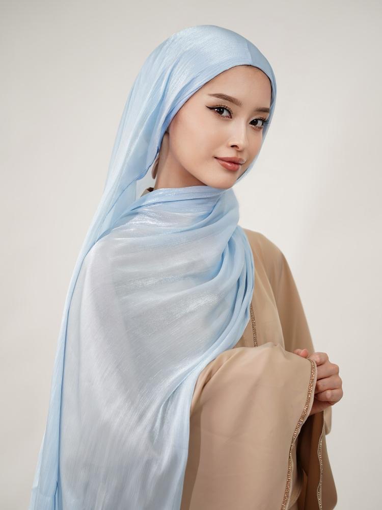Yto Scarf Women's Diamond Shimmer Silk Hijab Scarf Luxury Medine Silk Veil Muslim Hijab Shiny Shawl Islamic Turban Haedscarf Wraps