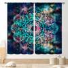Gradient Mandala Flower Purple Blue Starry Galaxy Blackout Rod Pocket Curtain Boho Mystic Elegant Bedroom Rest Bay Window