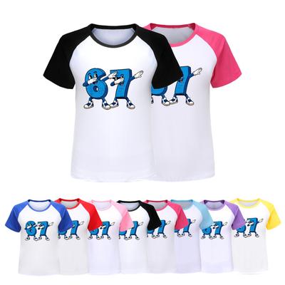 5226 Kids Boys Girls Steal a Brainrot 67 Six Seven Print Raglan Short Sleeves T-Shirt