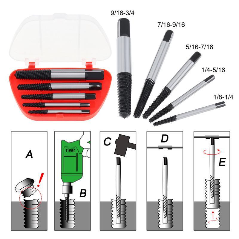 8-Piece Broken Wire & Screw Extractor Tool Set for Stripped Screws and Faucet Valves