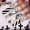 24Pcs Fake Nails Ghost Prints Plastic Stick On False Nails for Women Girls DIY Manicure Fashion Accessories